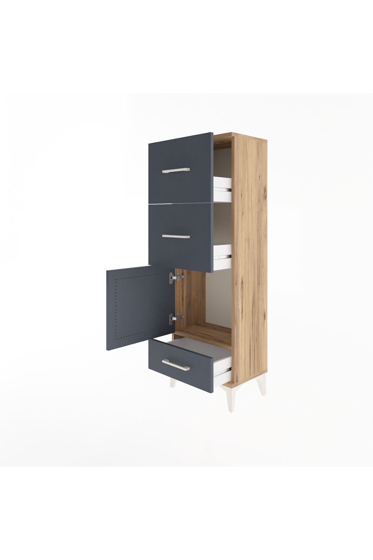 Arges Dolap Tek Raflı 3 Çekmeceli Tek Kapaklı 44x30x134 - S16M023V8A