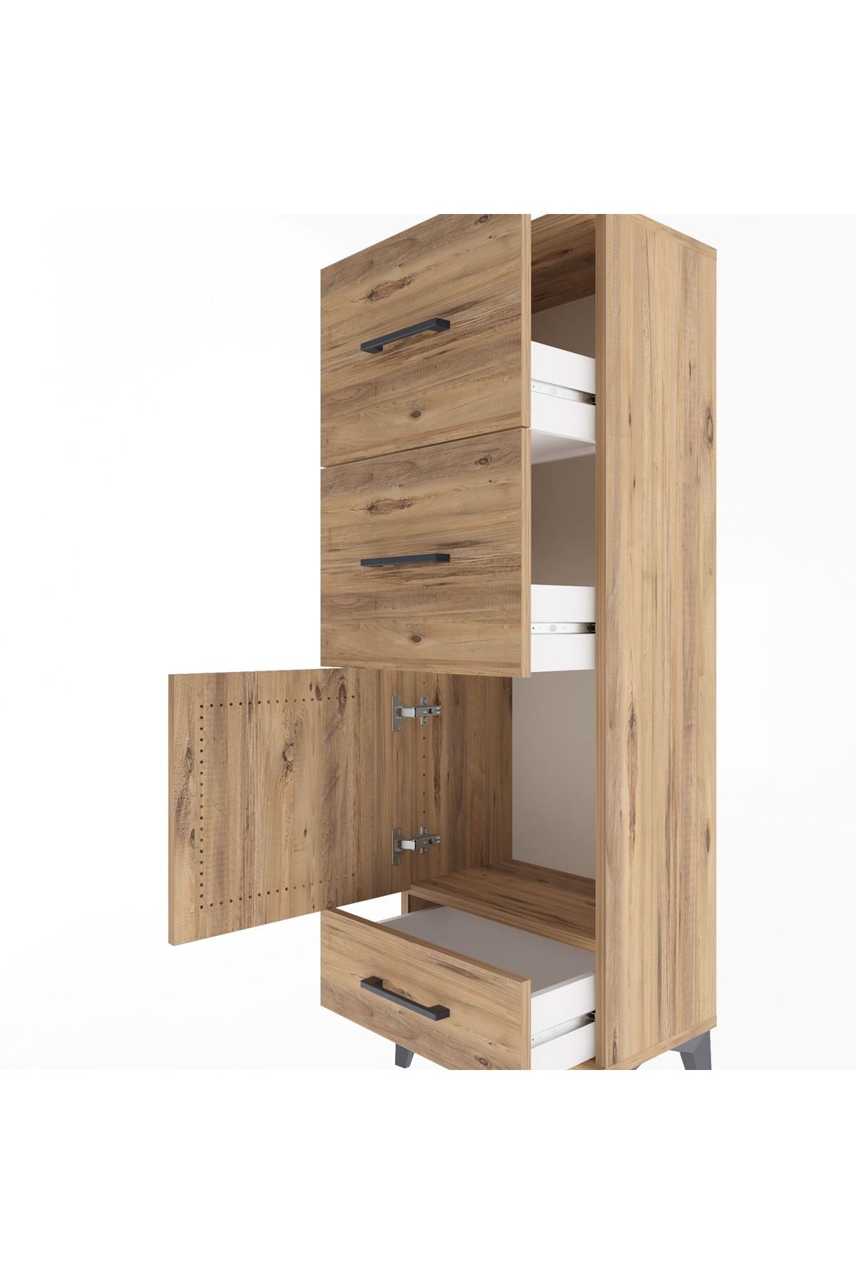 Arges Dolap Tek Raflı 3 Çekmeceli Tek Kapaklı 44x30x134 - S16M023V9A