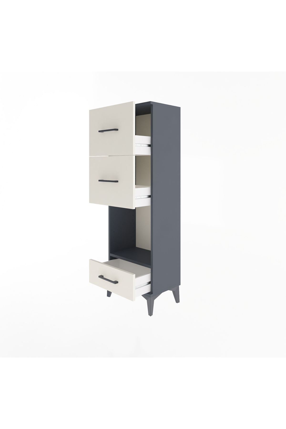 Arges Dolap Tek Raflı 3 Çekmeceli 44x30x134 - S16M024V4A