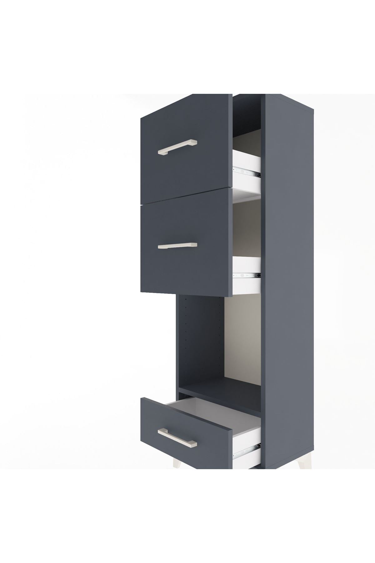 Arges Dolap Tek Raflı 3 Çekmeceli 44x30x134 - S16M024V5A