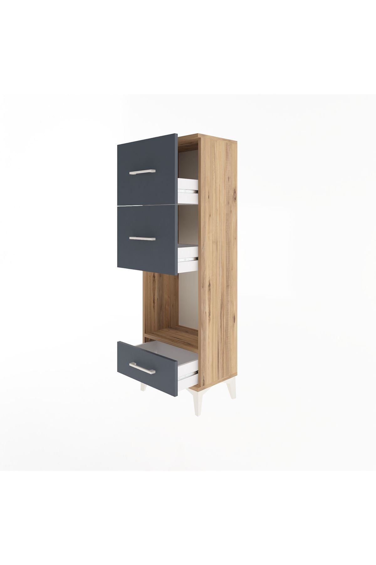 Arges Dolap Tek Raflı 3 Çekmeceli 44x30x134 - S16M024V8A