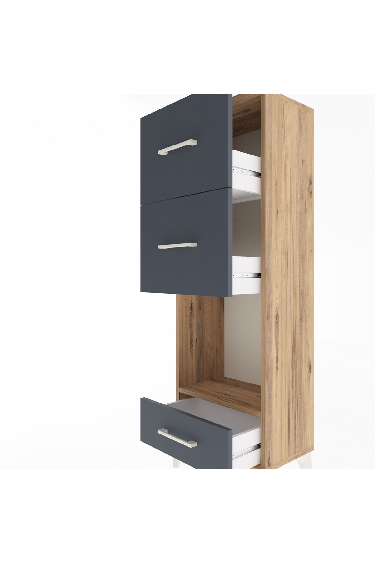 Arges Dolap Tek Raflı 3 Çekmeceli 44x30x134 - S16M024V8A
