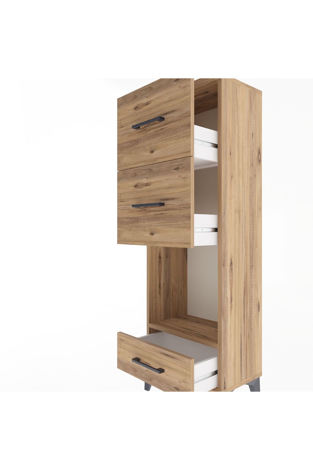 Arges Dolap Tek Raflı 3 Çekmeceli 44x30x134 - S16M024V9A