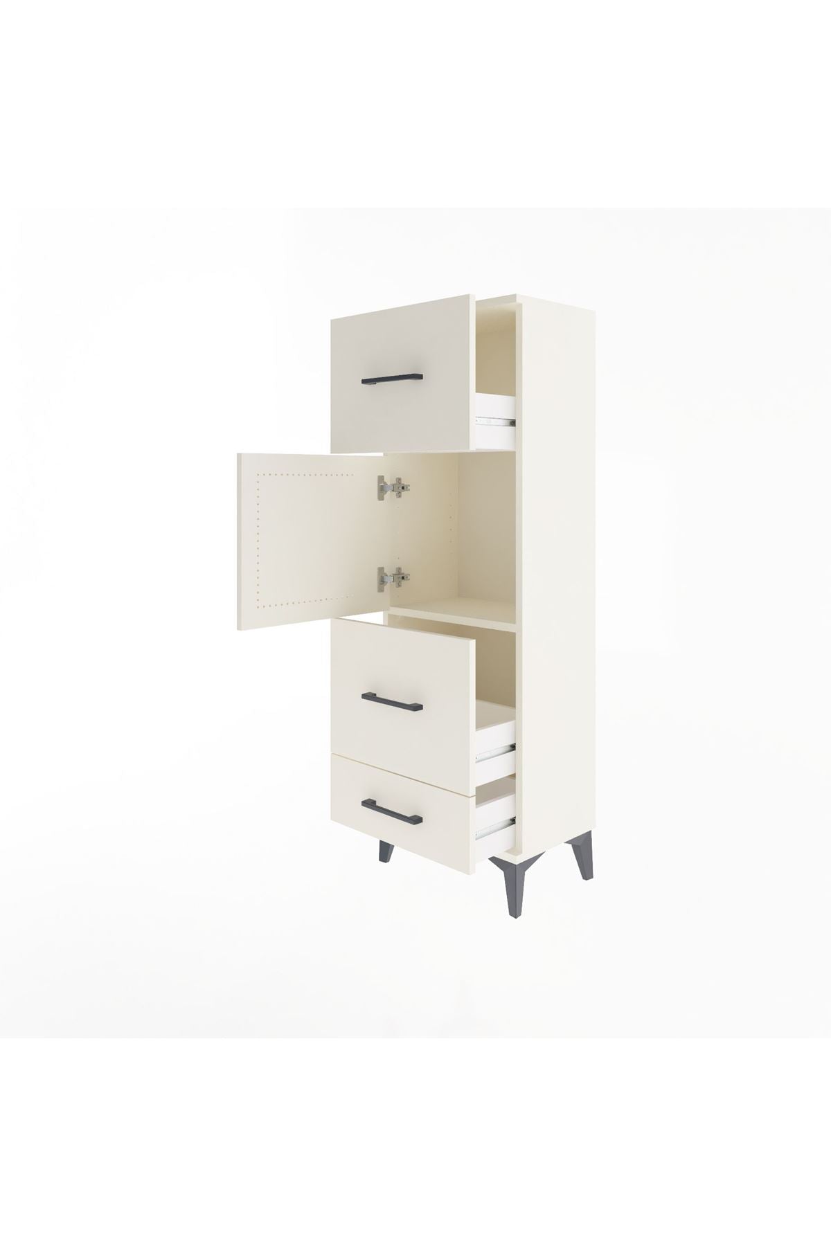 Arges Dolap Tek Raflı 3 Çekmeceli Tek Kapaklı 44x30x134 - S16M025V1A