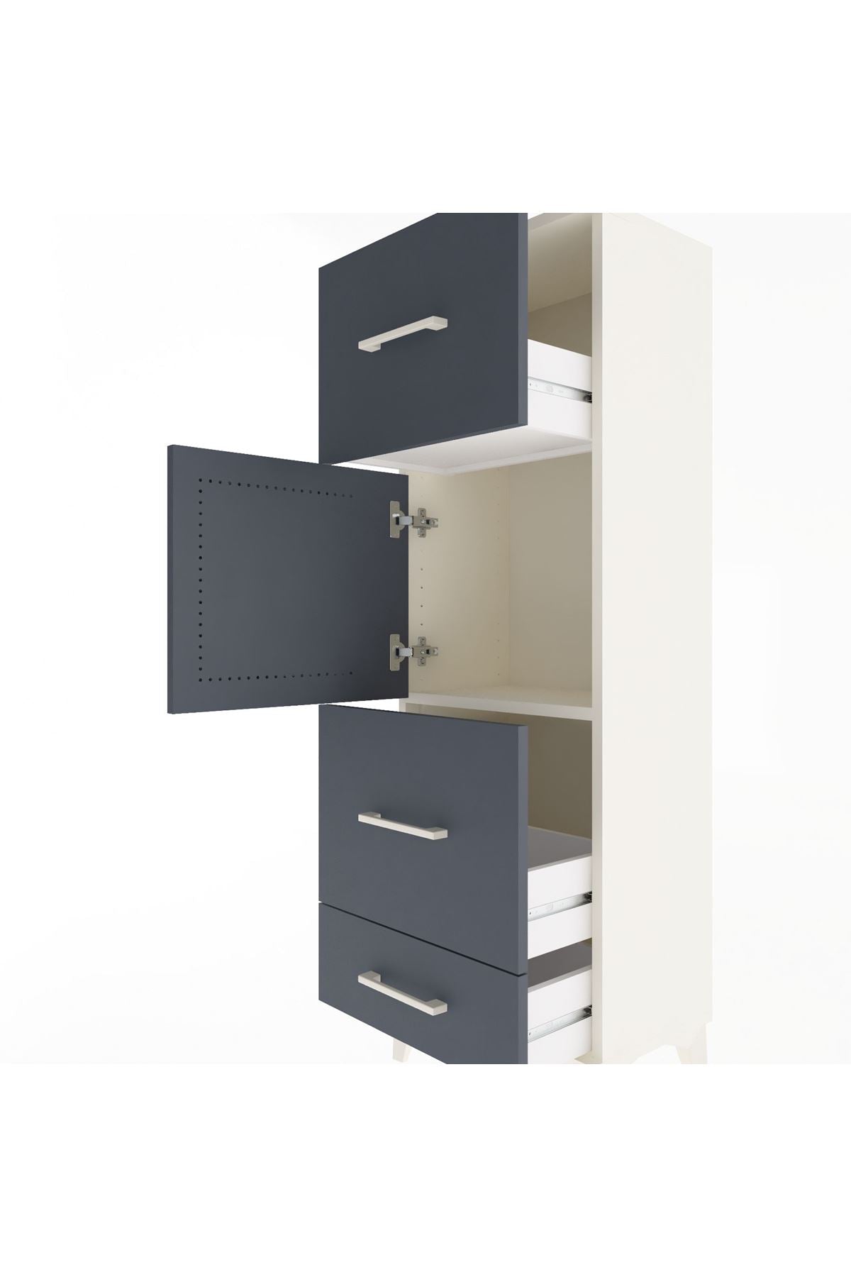 Arges Dolap Tek Raflı 3 Çekmeceli Tek Kapaklı 44x30x134 - S16M025V2A