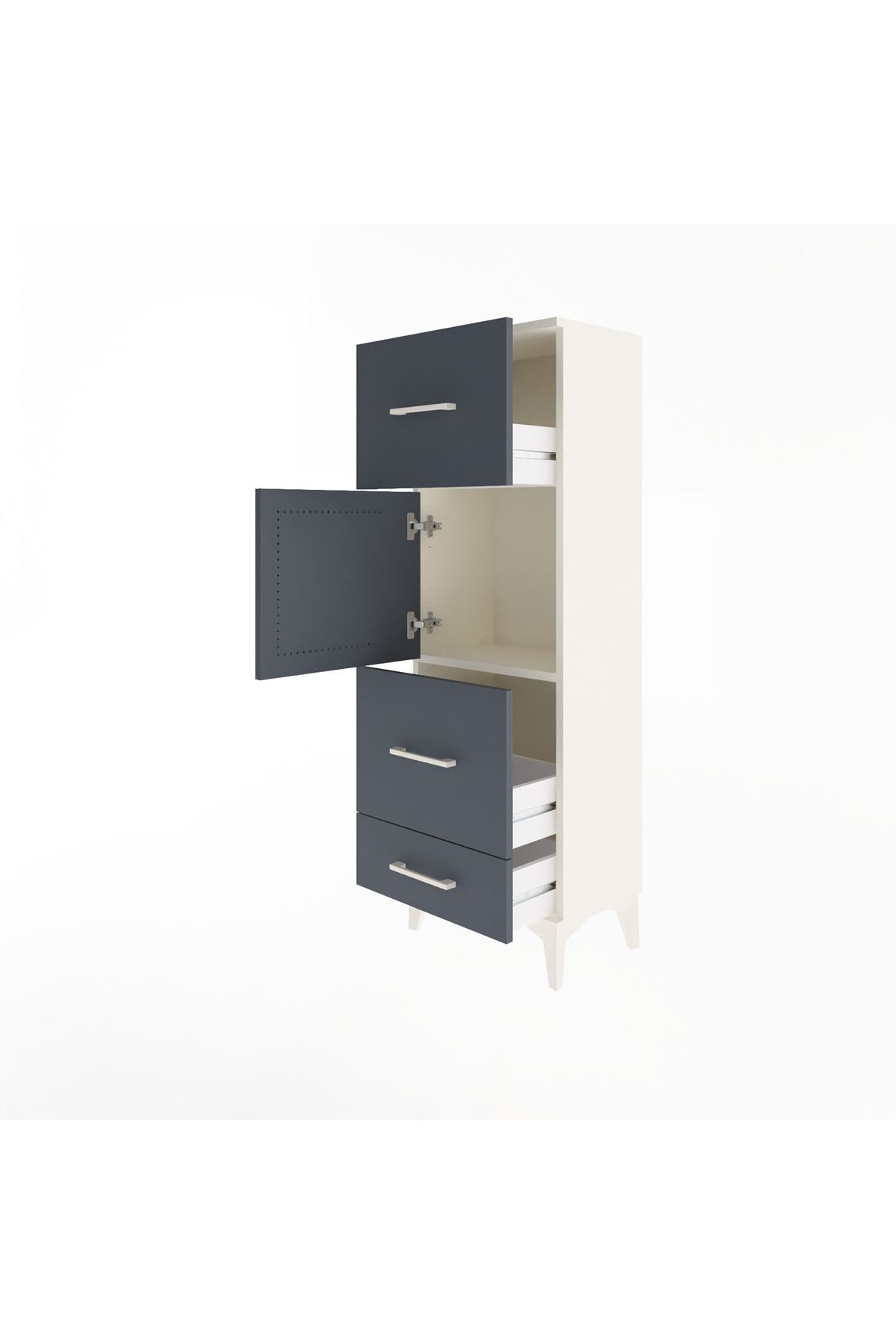 Arges Dolap Tek Raflı 3 Çekmeceli Tek Kapaklı 44x30x134 - S16M025V2A
