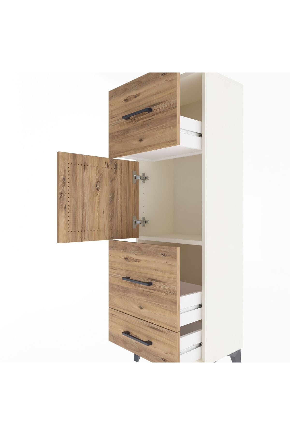 Arges Dolap Tek Raflı 3 Çekmeceli Tek Kapaklı 44x30x134 - S16M025V3A
