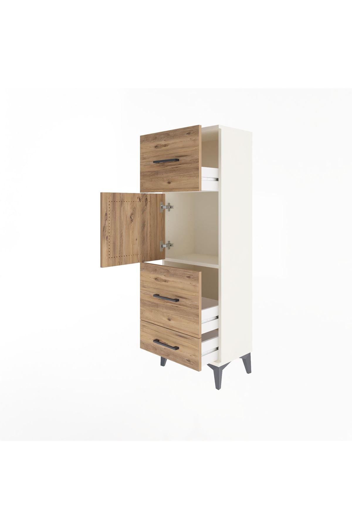 Arges Dolap Tek Raflı 3 Çekmeceli Tek Kapaklı 44x30x134 - S16M025V3A