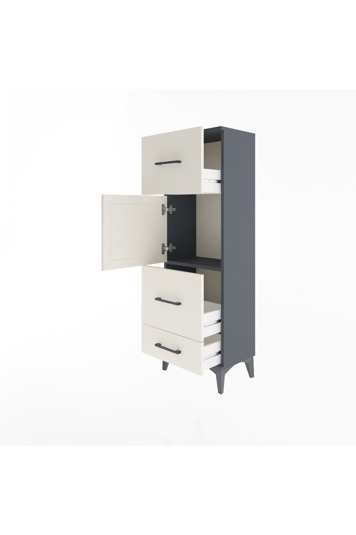 Arges Dolap Tek Raflı 3 Çekmeceli Tek Kapaklı 44x30x134 - S16M025V4A