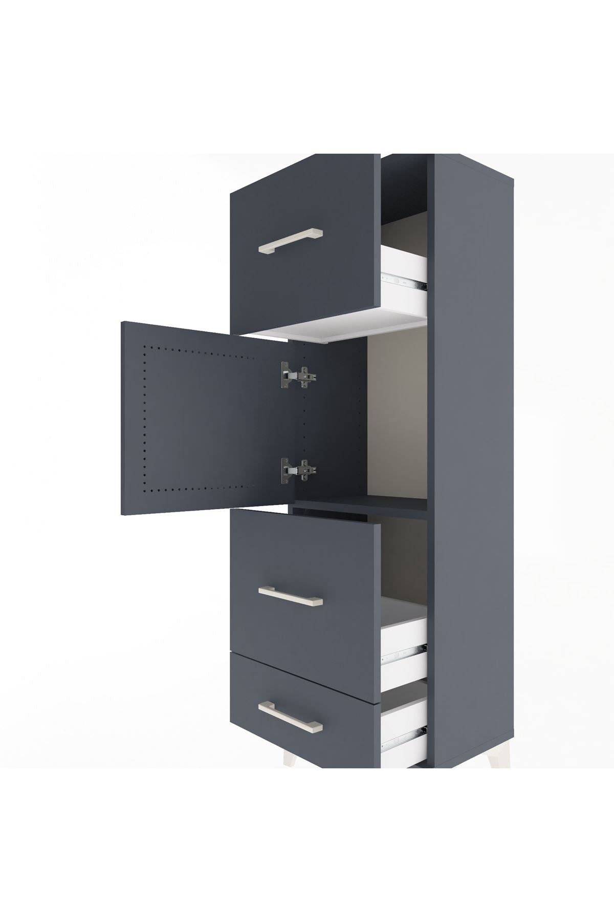 Arges Dolap Tek Raflı 3 Çekmeceli Tek Kapaklı 44x30x134 - S16M025V5A