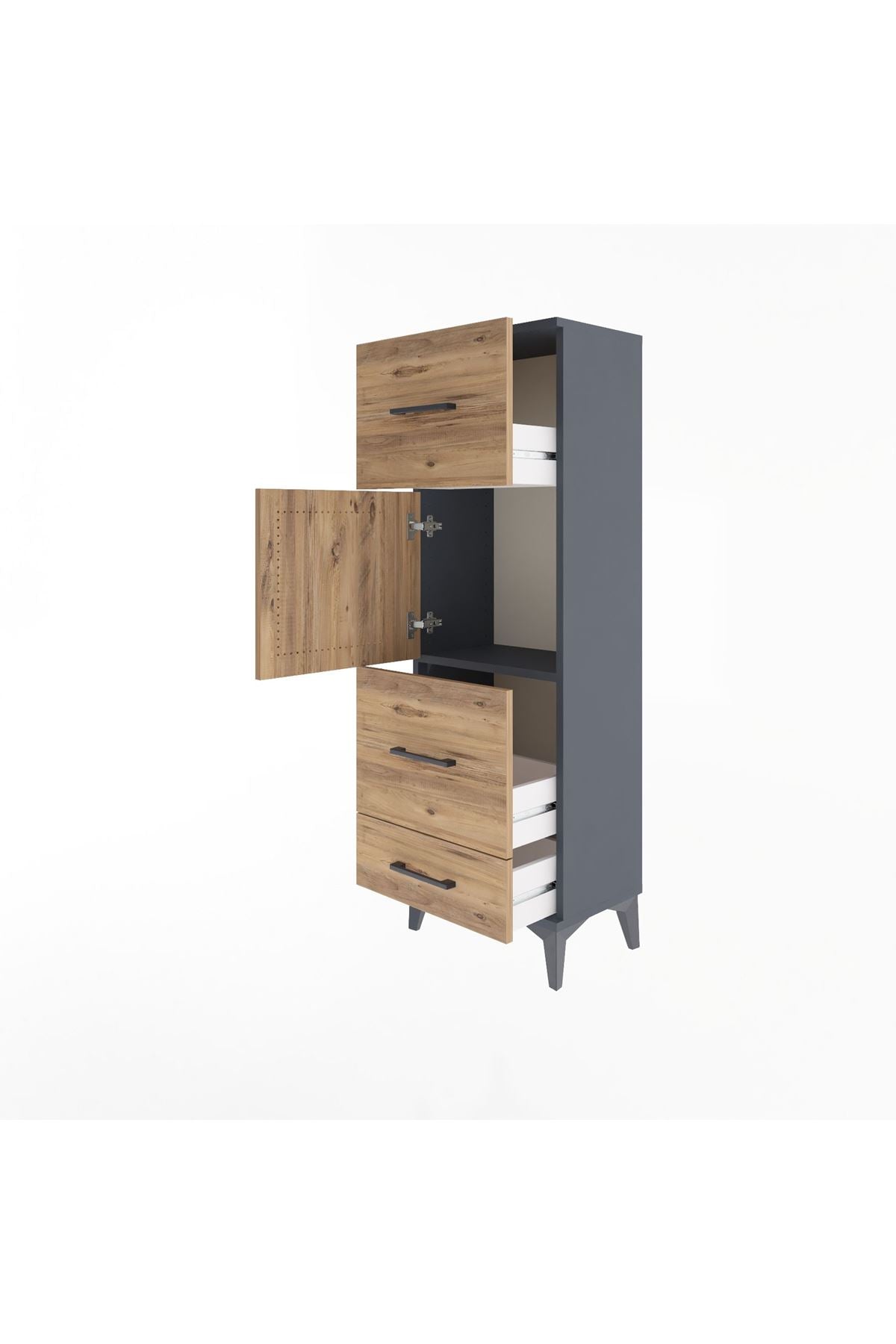 Arges Dolap Tek Raflı 3 Çekmeceli Tek Kapaklı 44x30x134 - S16M025V6A