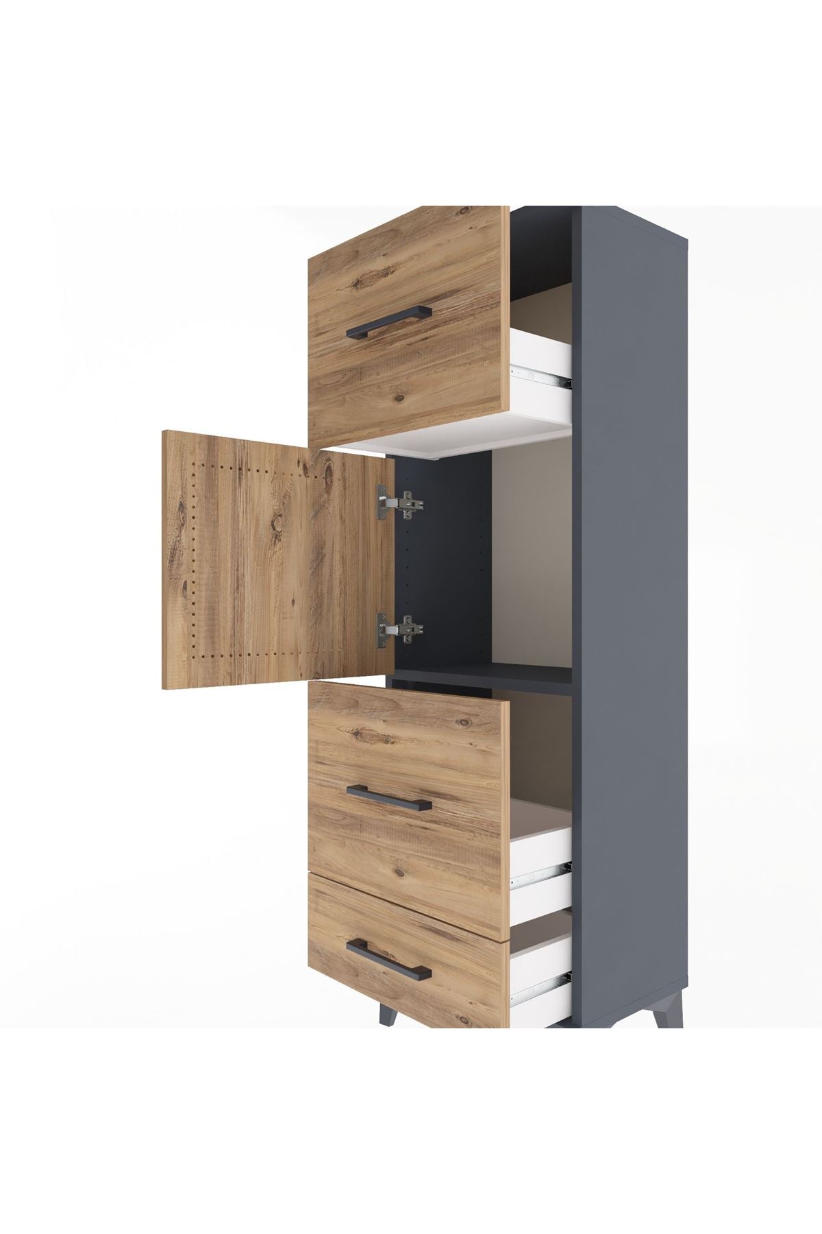 Arges Dolap Tek Raflı 3 Çekmeceli Tek Kapaklı 44x30x134 - S16M025V6A