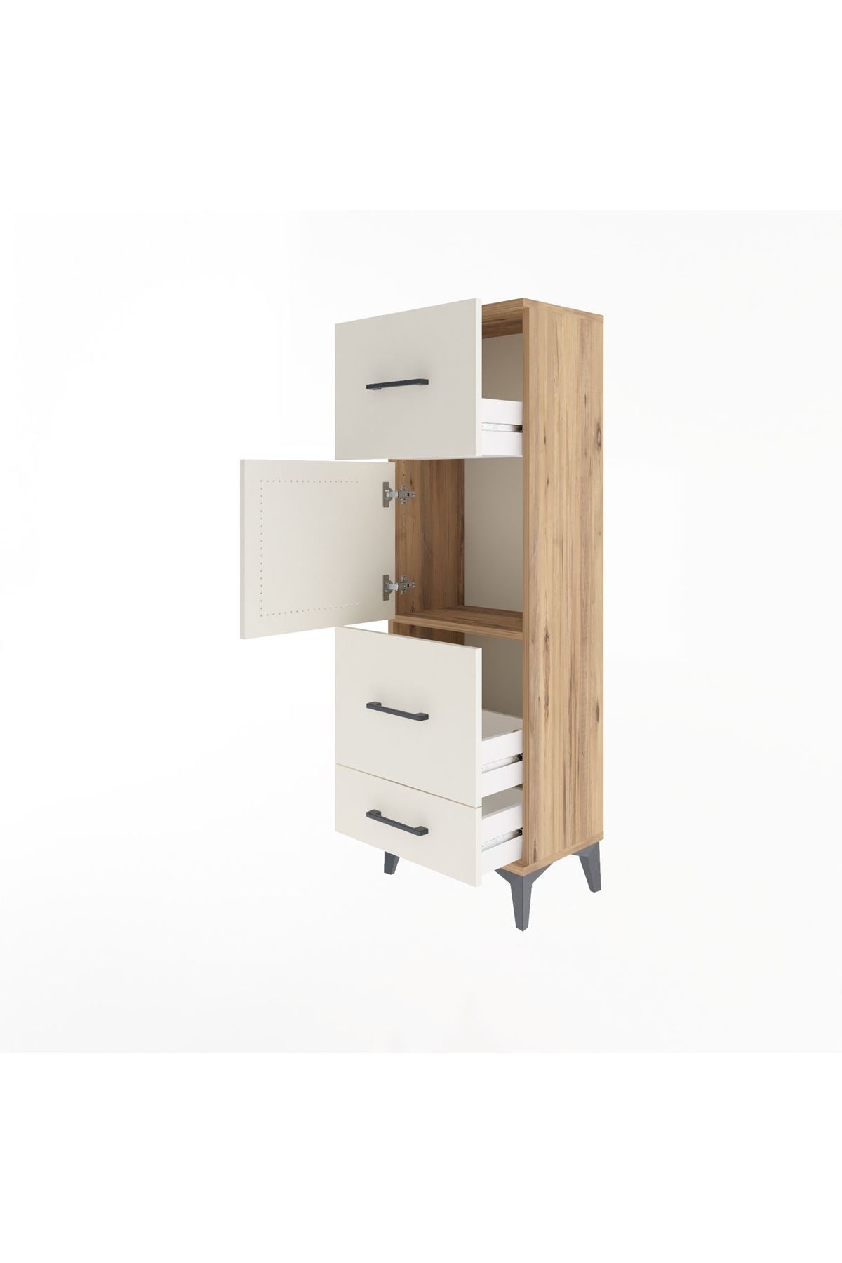 Arges Dolap Tek Raflı 3 Çekmeceli Tek Kapaklı 44x30x134 - S16M025V7A