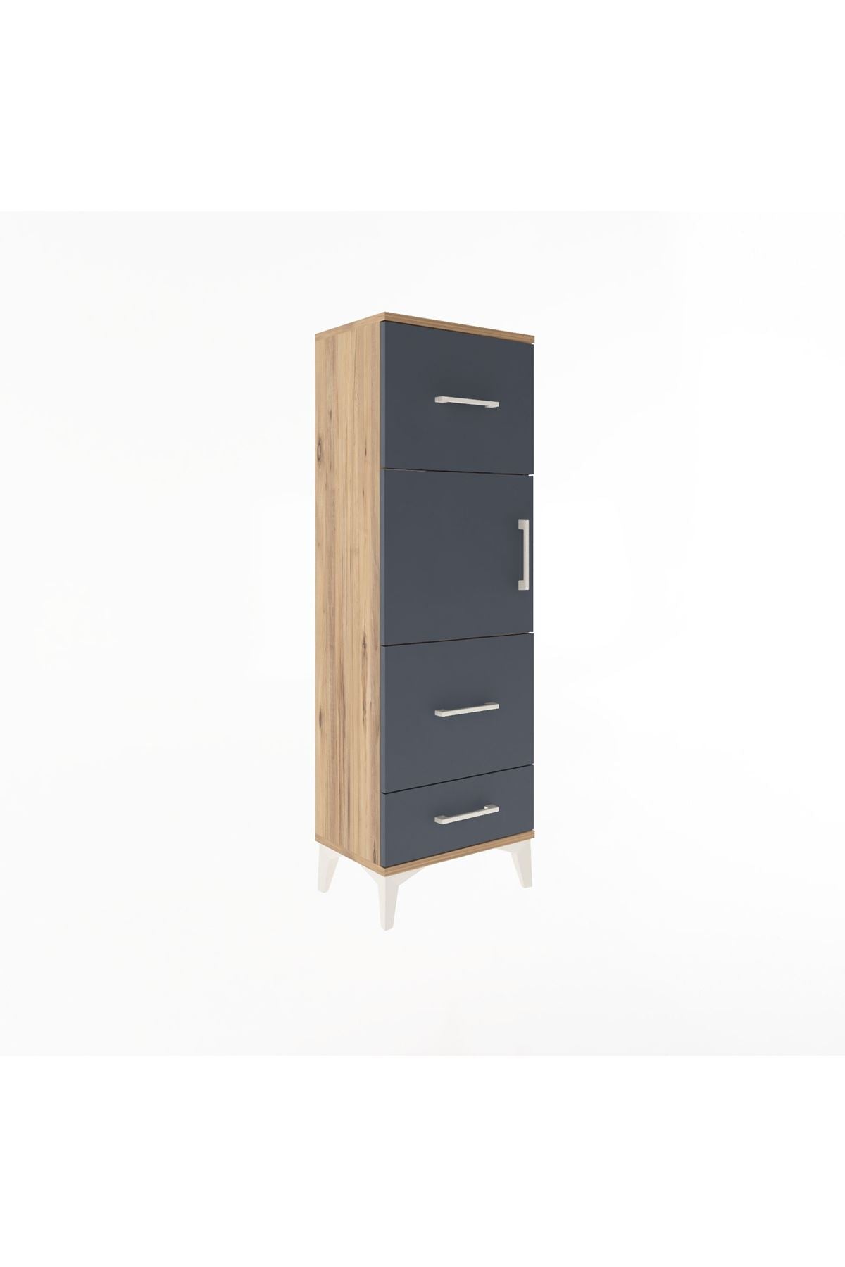 Arges Dolap Tek Raflı 3 Çekmeceli Tek Kapaklı 44x30x134 - S16M025V8A