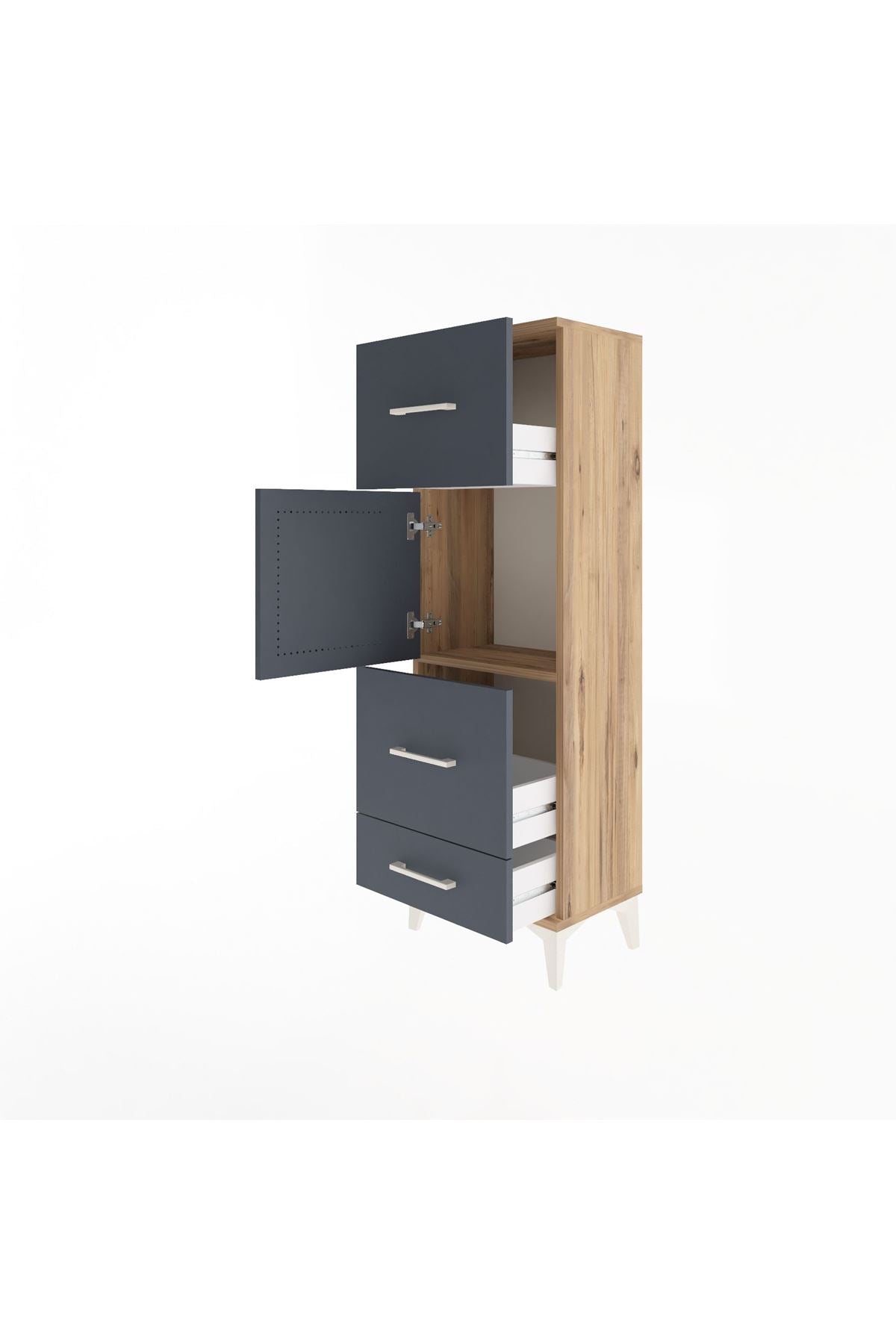 Arges Dolap Tek Raflı 3 Çekmeceli Tek Kapaklı 44x30x134 - S16M025V8A