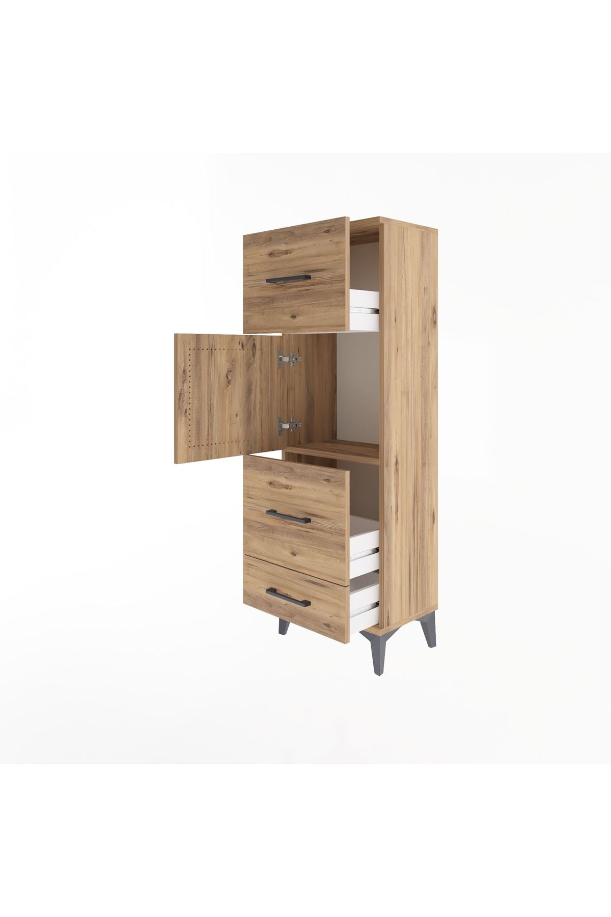 Arges Dolap Tek Raflı 3 Çekmeceli Tek Kapaklı 44x30x134 - S16M025V9A
