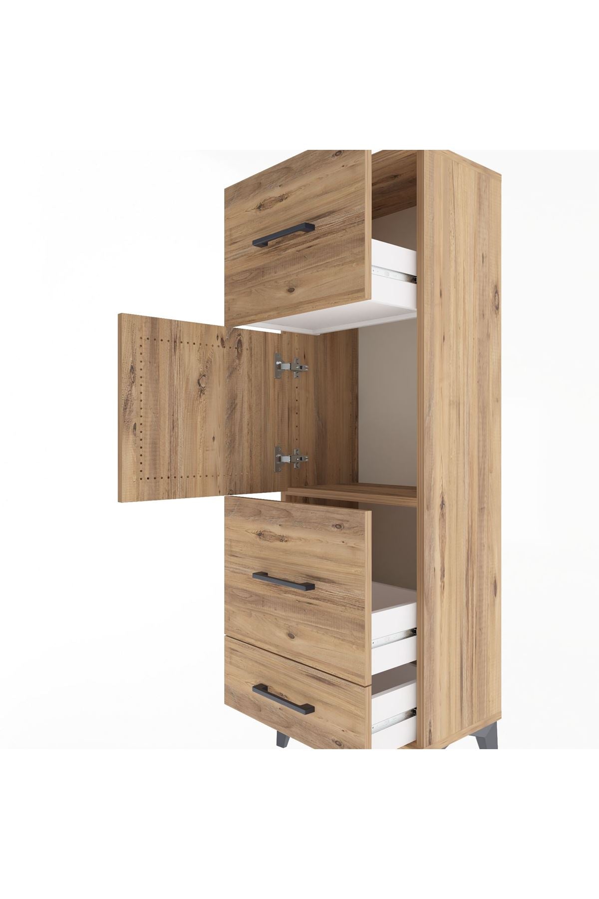 Arges Dolap Tek Raflı 3 Çekmeceli Tek Kapaklı 44x30x134 - S16M025V9A