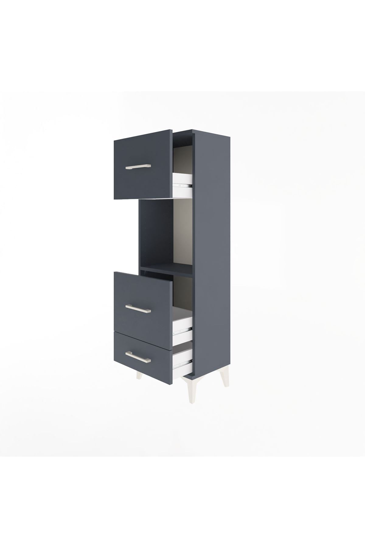 Arges Dolap Tek Raflı 3 Çekmeceli 44x30x134 - S16M026V5A