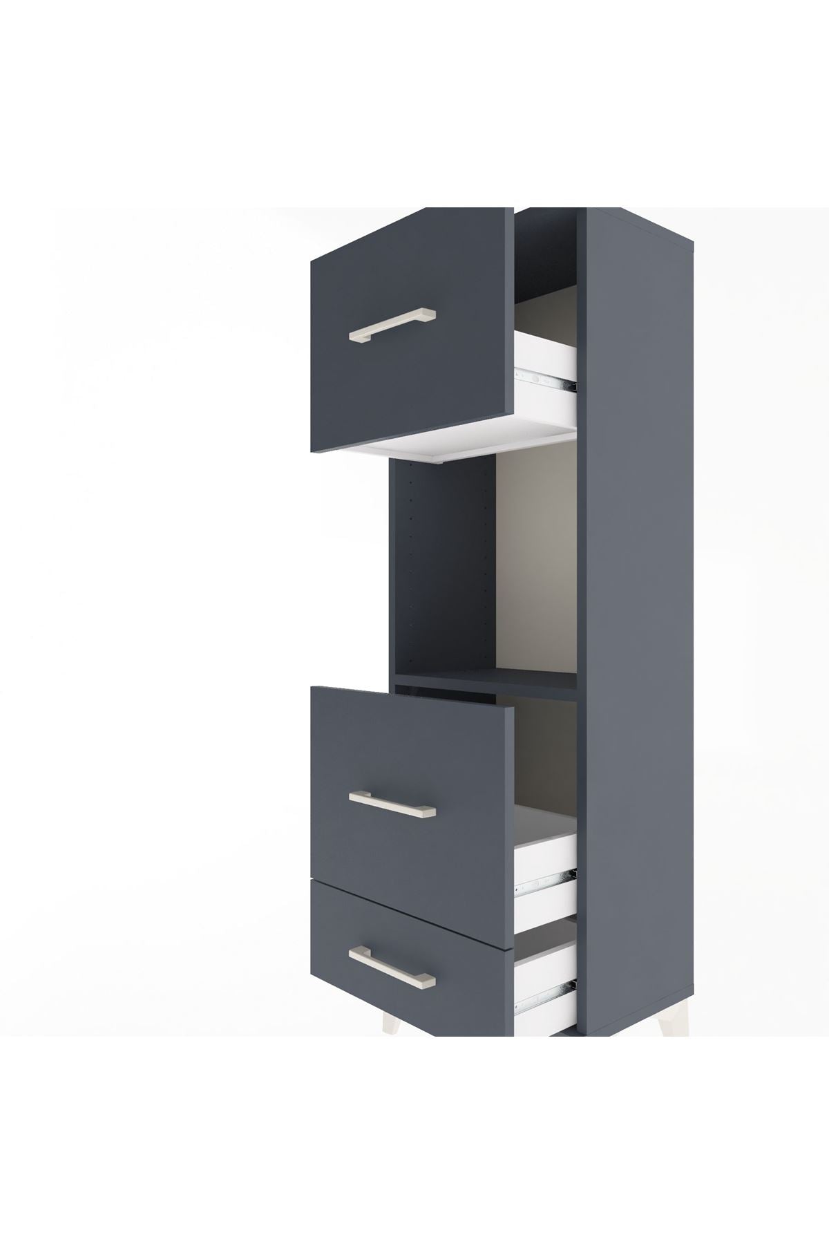Arges Dolap Tek Raflı 3 Çekmeceli 44x30x134 - S16M026V5A