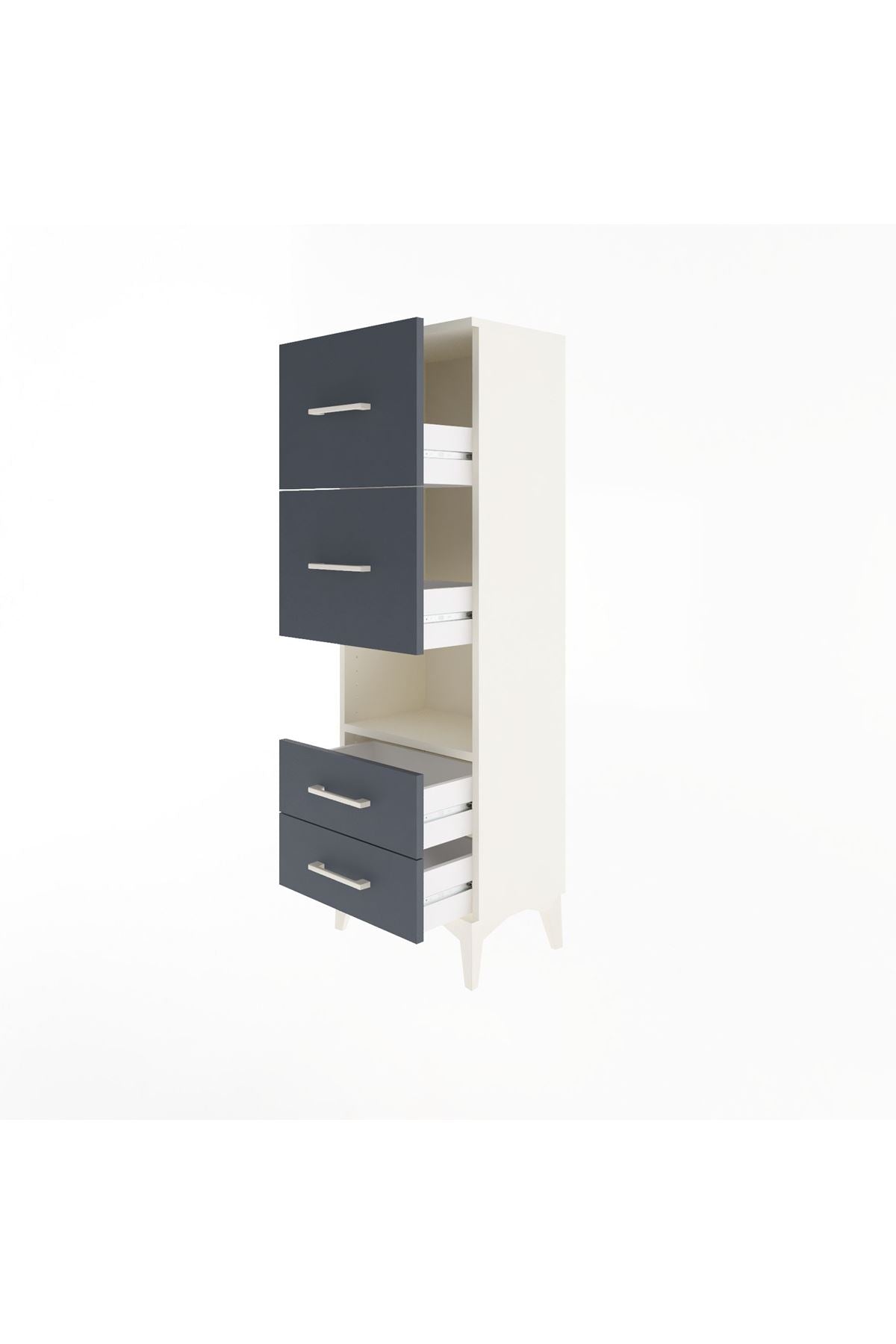 Arges Dolap Tek Raflı 4 Çekmeceli 44x30x134 - S16M028V2A