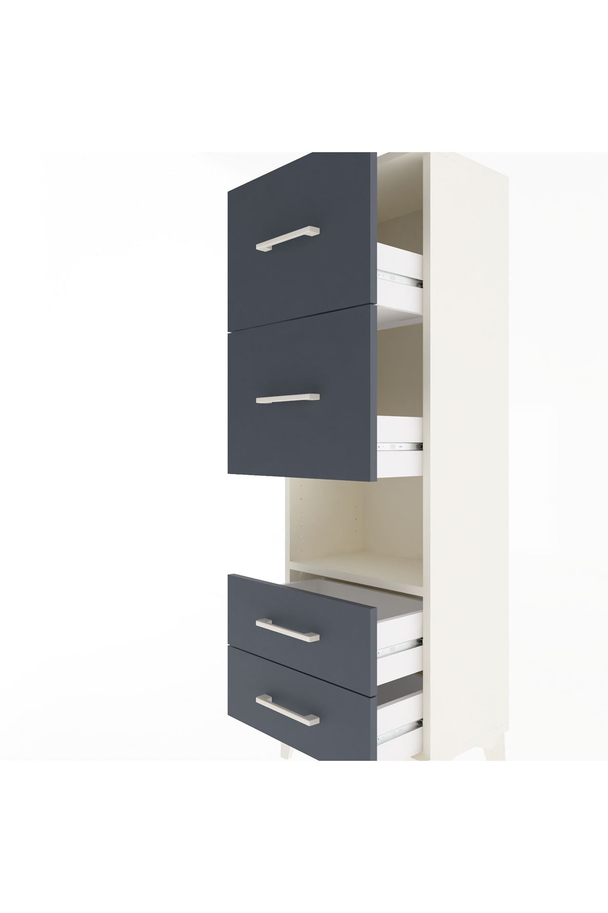 Arges Dolap Tek Raflı 4 Çekmeceli 44x30x134 - S16M028V2A