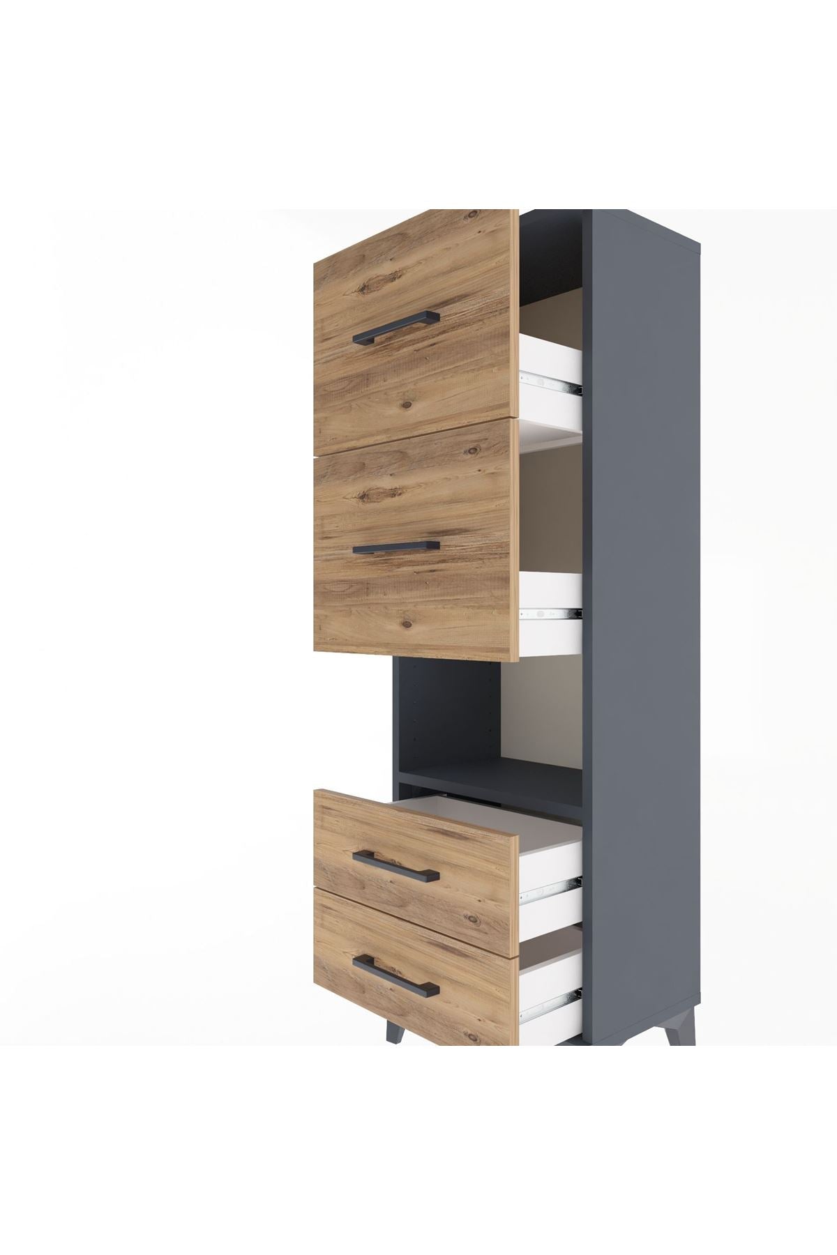 Arges Dolap Tek Raflı 4 Çekmeceli 44x30x134 - S16M028V6A