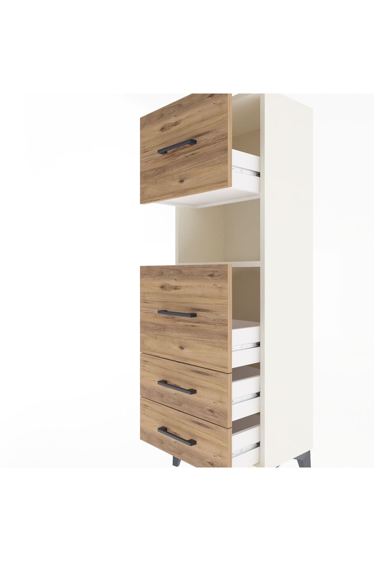 Arges Dolap Tek Raflı 4 Çekmeceli 44x30x134 - S16M029V3A