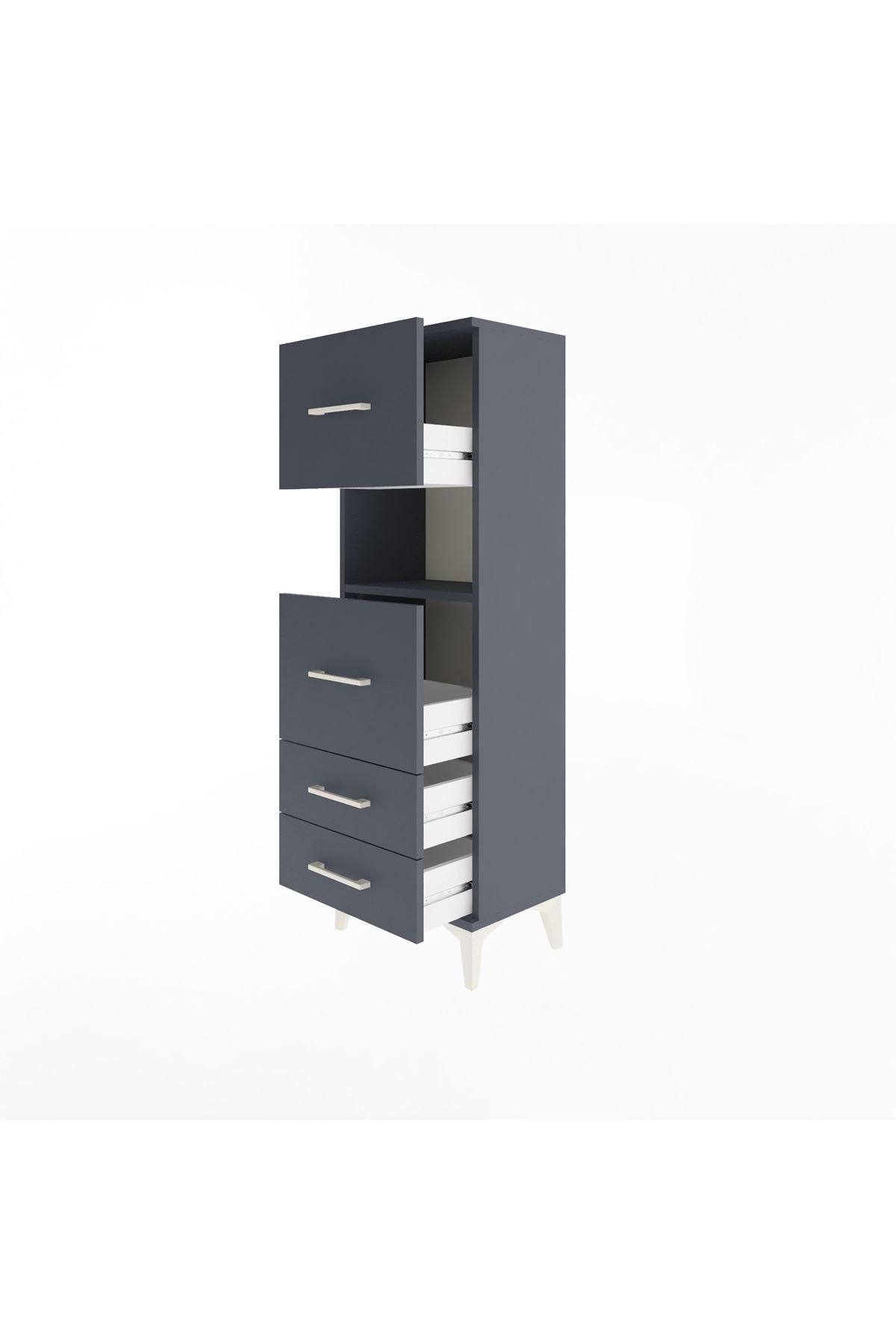 Arges Dolap Tek Raflı 4 Çekmeceli 44x30x134 - S16M029V5A