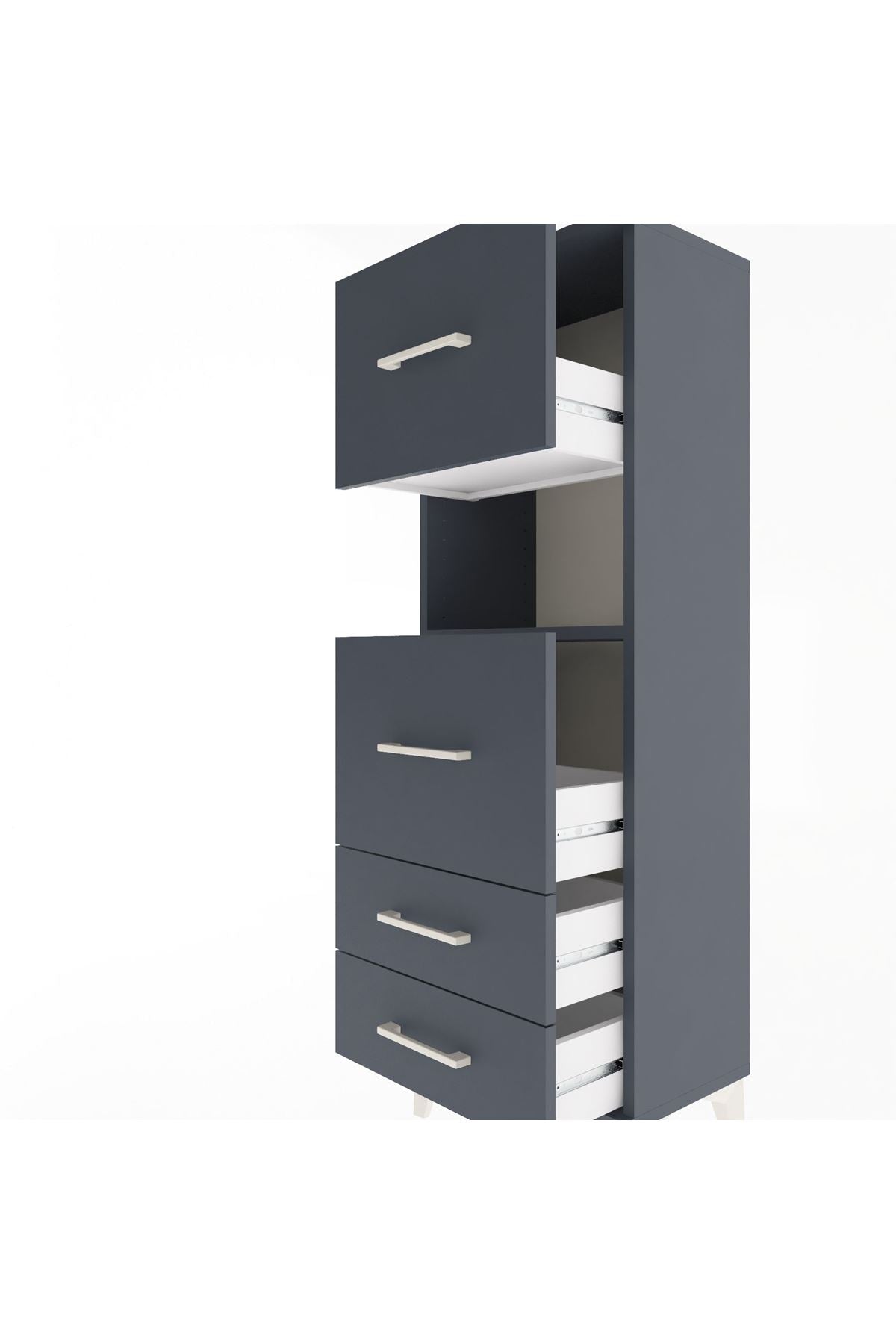 Arges Dolap Tek Raflı 4 Çekmeceli 44x30x134 - S16M029V5A