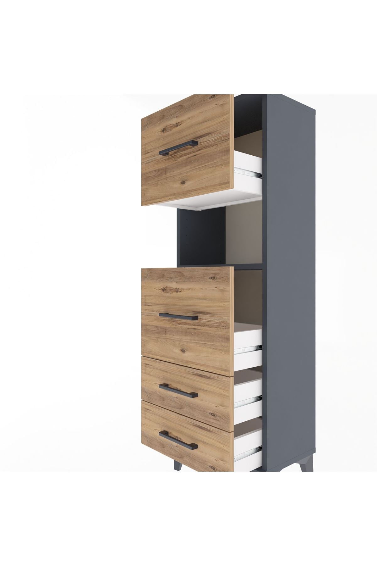Arges Dolap Tek Raflı 4 Çekmeceli 44x30x134 - S16M029V6A