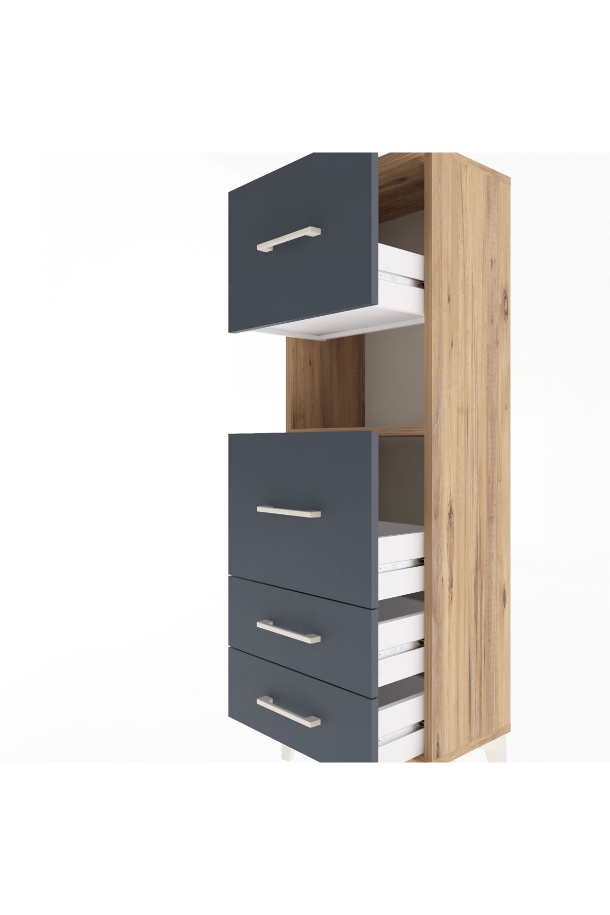 Arges Dolap Tek Raflı 4 Çekmeceli 44x30x134 - S16M029V8A