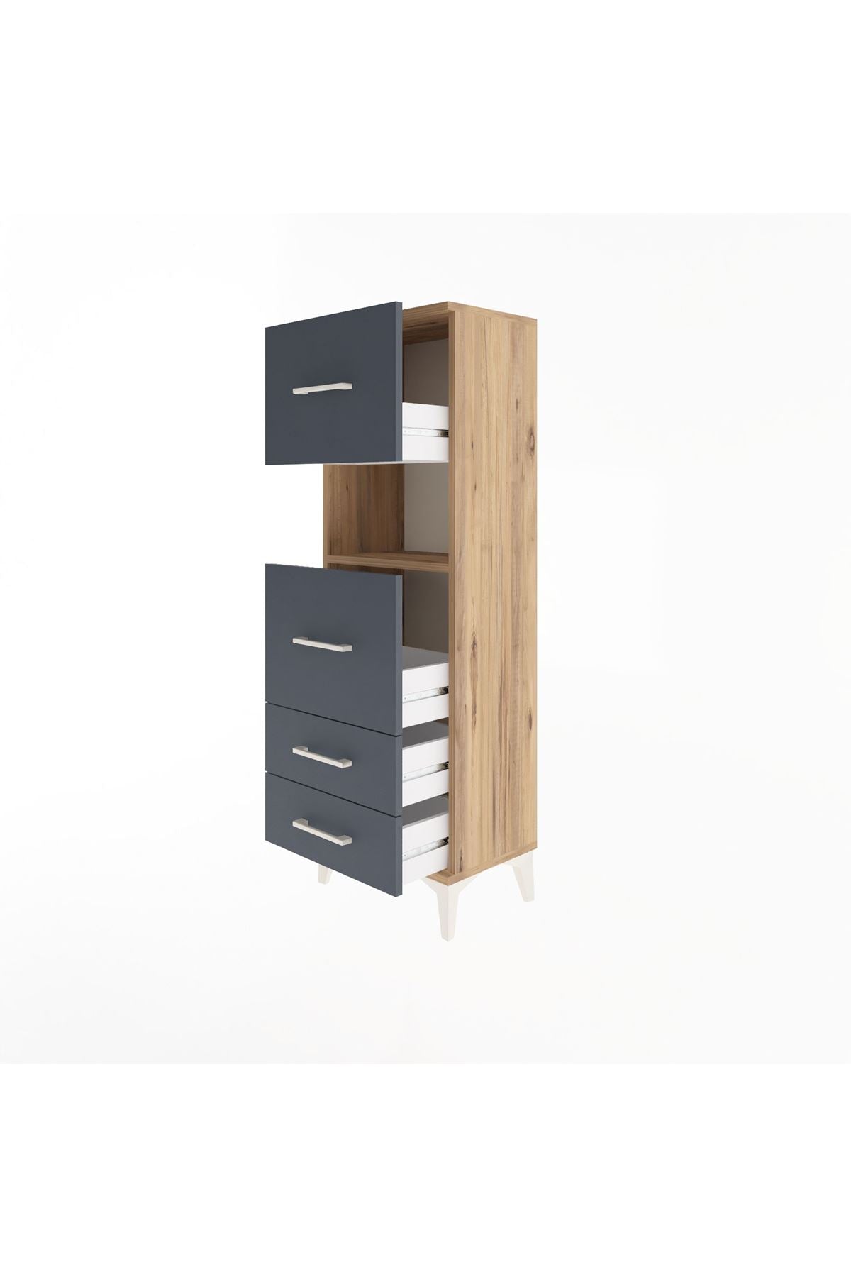 Arges Dolap Tek Raflı 4 Çekmeceli 44x30x134 - S16M029V8A