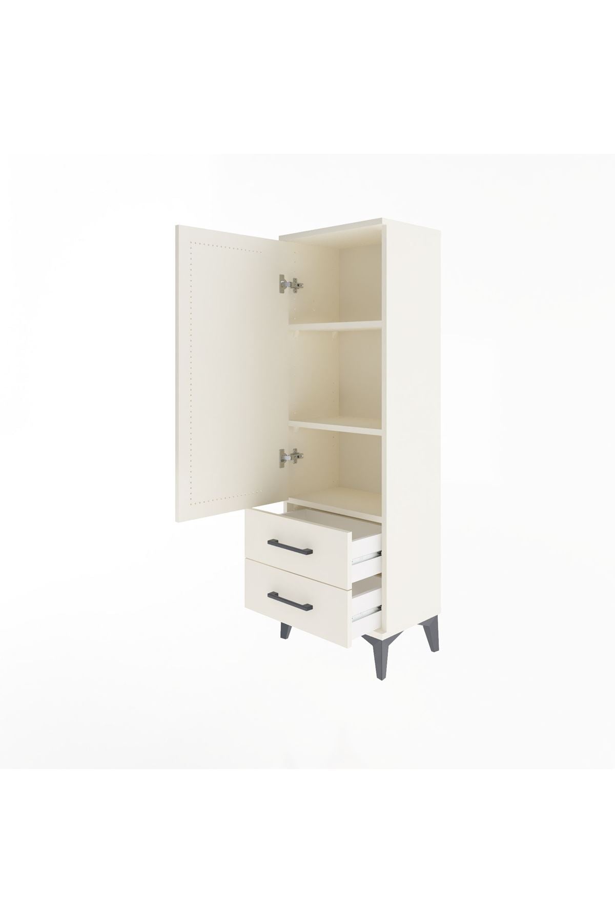 Arges Dolap 3 Raflı 2 Çekmeceli Tek Kapaklı 44x30x134 - S16M030V1A
