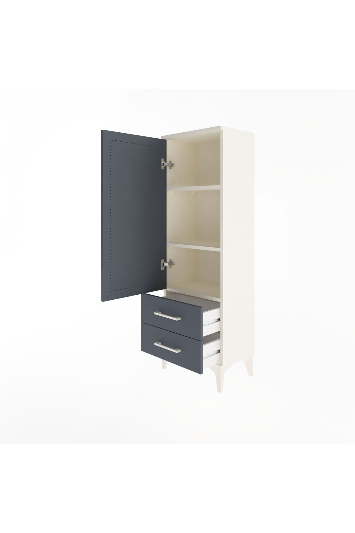 Arges Dolap 3 Raflı 2 Çekmeceli Tek Kapaklı 44x30x134 - S16M030V2A