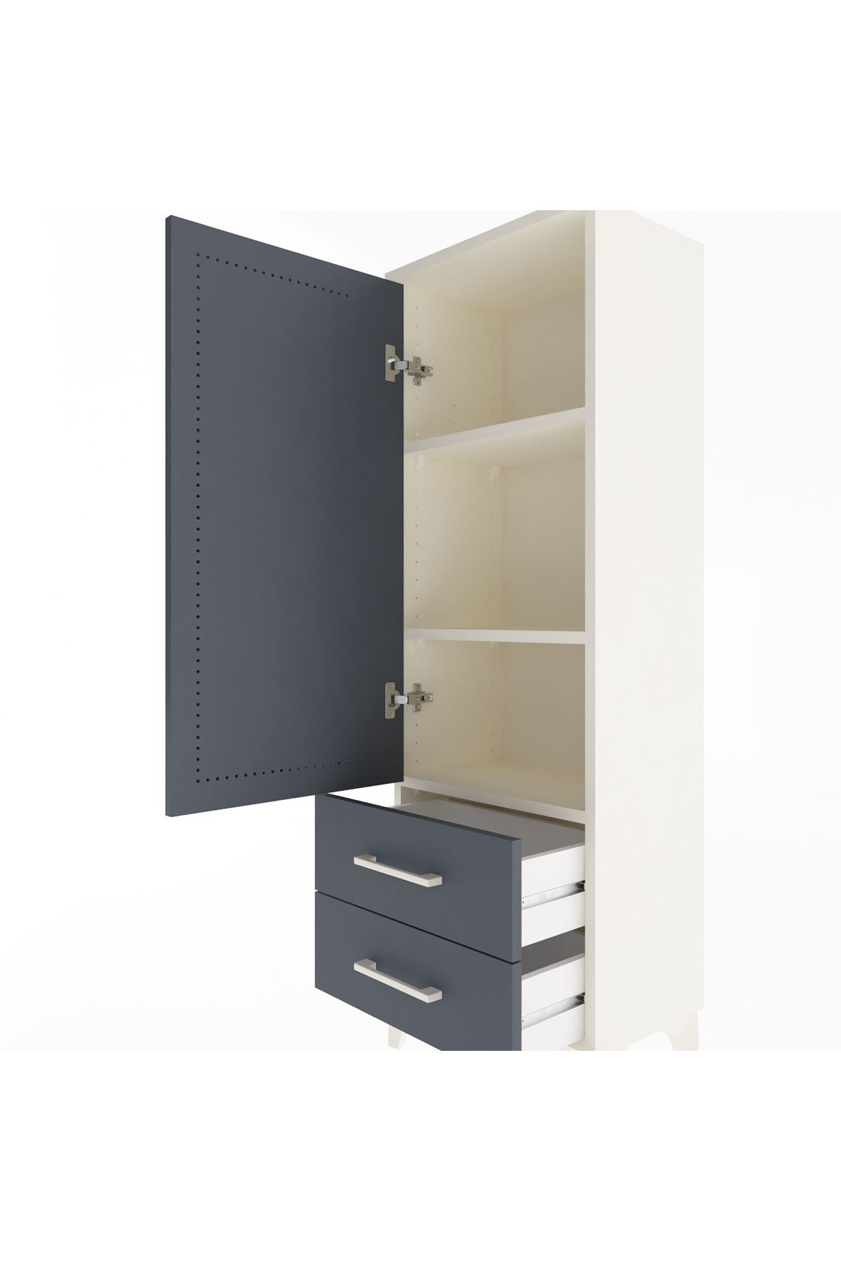 Arges Dolap 3 Raflı 2 Çekmeceli Tek Kapaklı 44x30x134 - S16M030V2A