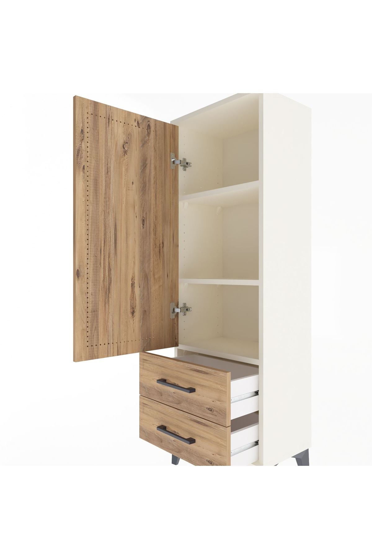 Arges Dolap 3 Raflı 2 Çekmeceli Tek Kapaklı 44x30x134 - S16M030V3A