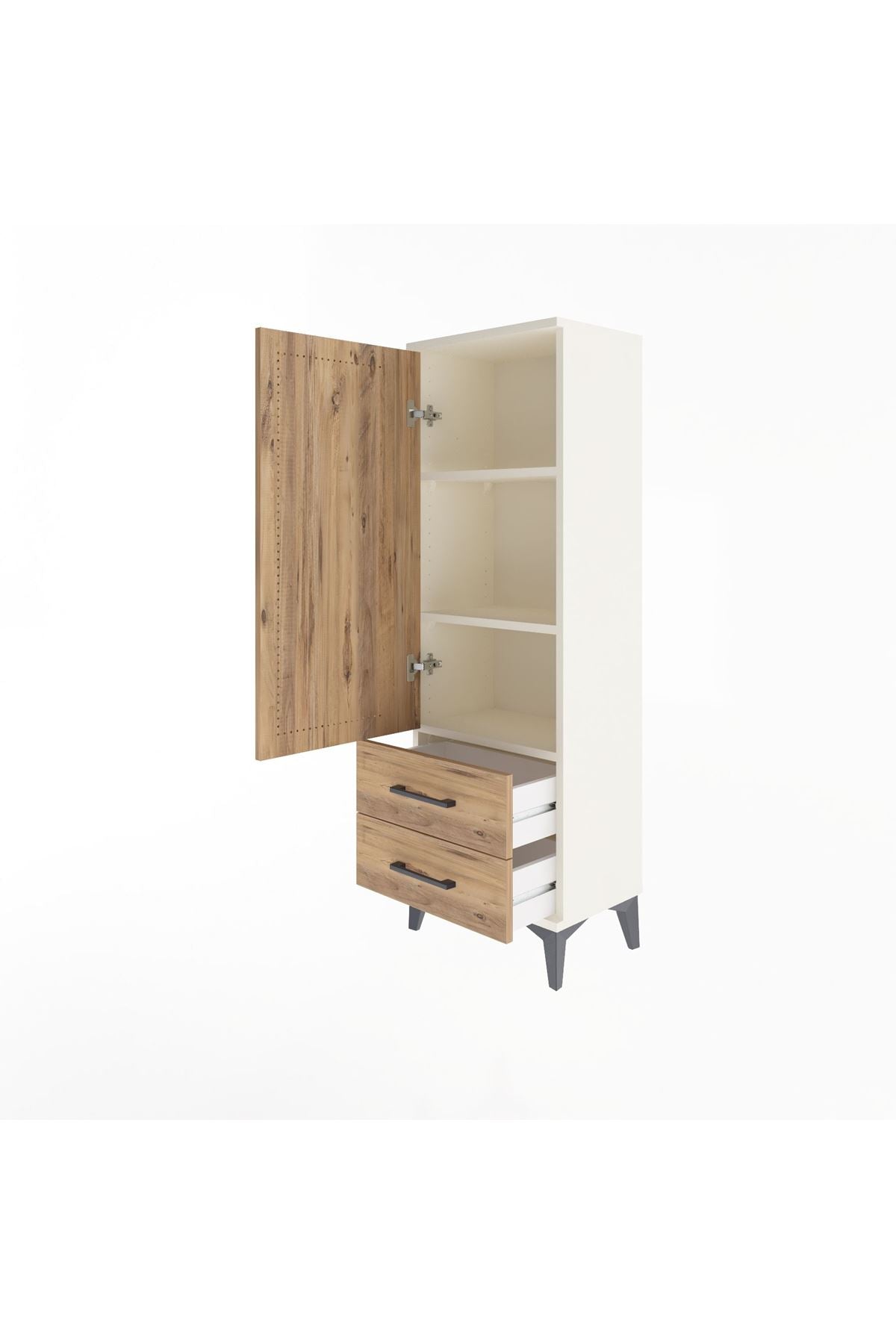 Arges Dolap 3 Raflı 2 Çekmeceli Tek Kapaklı 44x30x134 - S16M030V3A