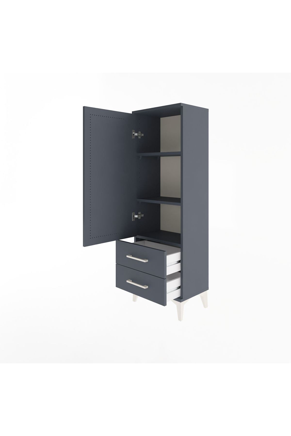 Arges Dolap 3 Raflı 2 Çekmeceli Tek Kapaklı 44x30x134 - S16M030V5A
