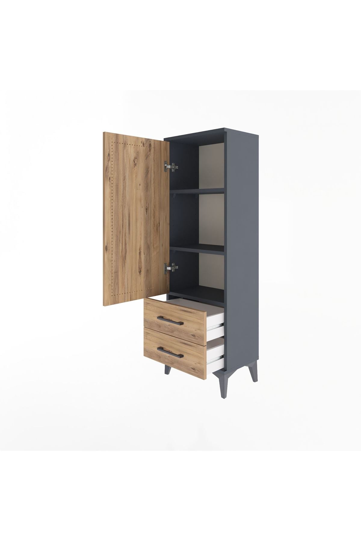 Arges Dolap 3 Raflı 2 Çekmeceli Tek Kapaklı 44x30x134 - S16M030V6A