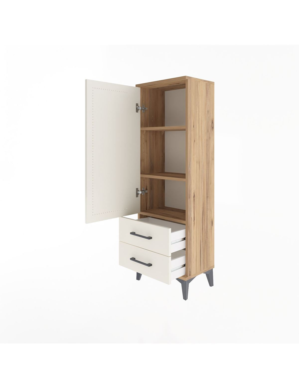 Arges Dolap 3 Raflı 2 Çekmeceli Tek Kapaklı 44x30x134 - S16M030V7A