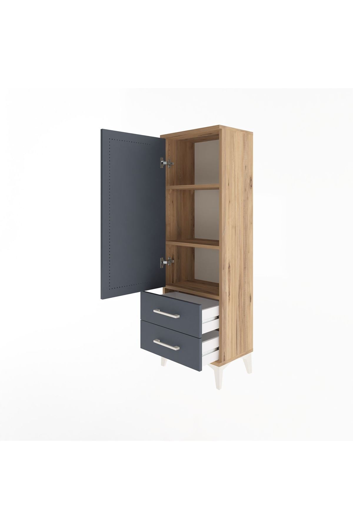 Arges Dolap 3 Raflı 2 Çekmeceli Tek Kapaklı 44x30x134 - S16M030V8A