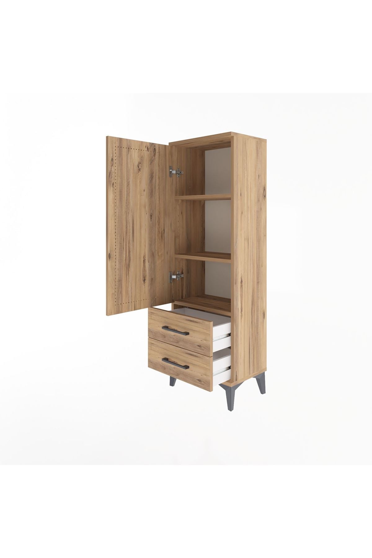Arges Dolap 3 Raflı 2 Çekmeceli Tek Kapaklı 44x30x134 - S16M030V9A