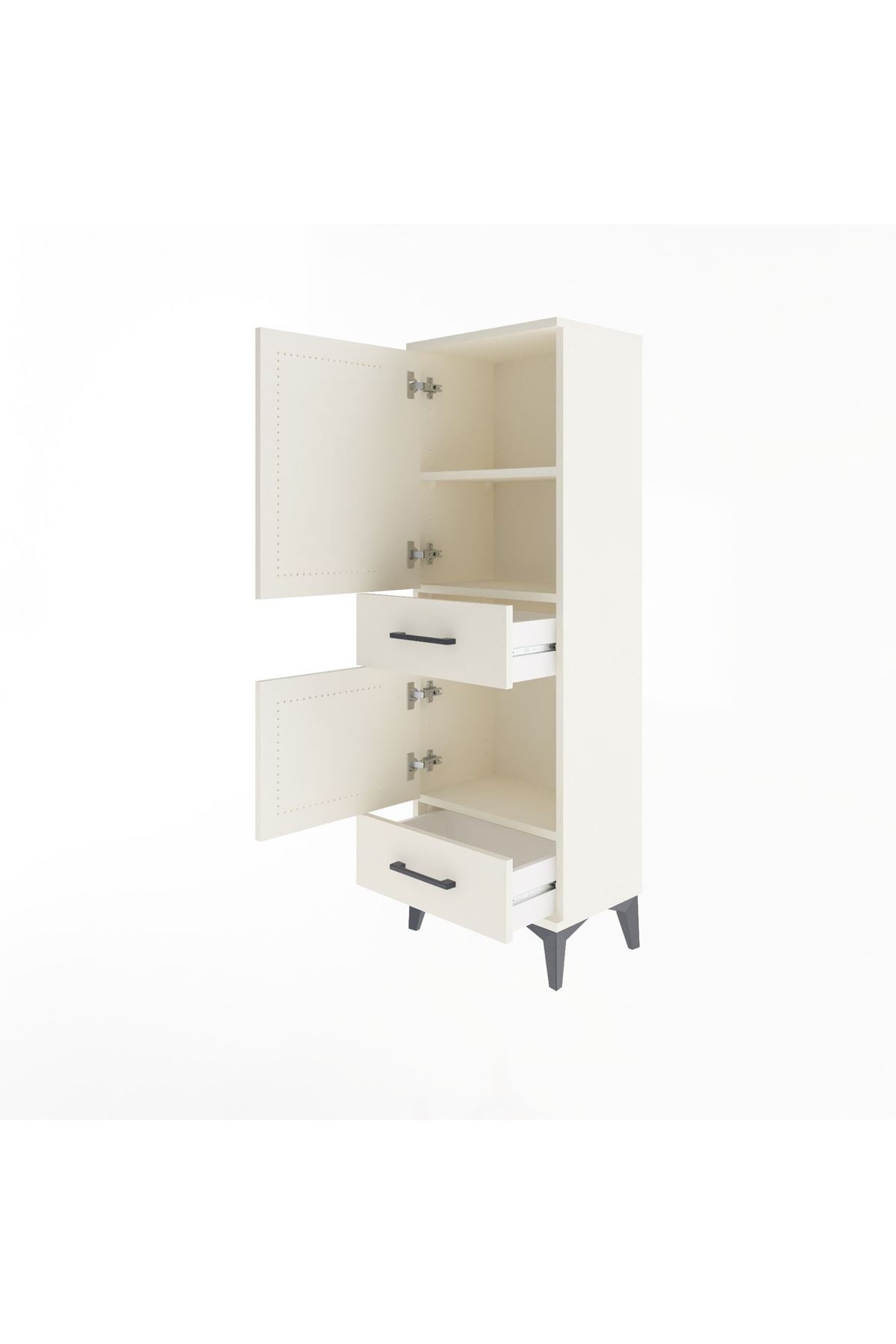 Arges Dolap 3 Raflı 2 Çekmeceli 2 Kapaklı 44x30x134 - S16M032V1A