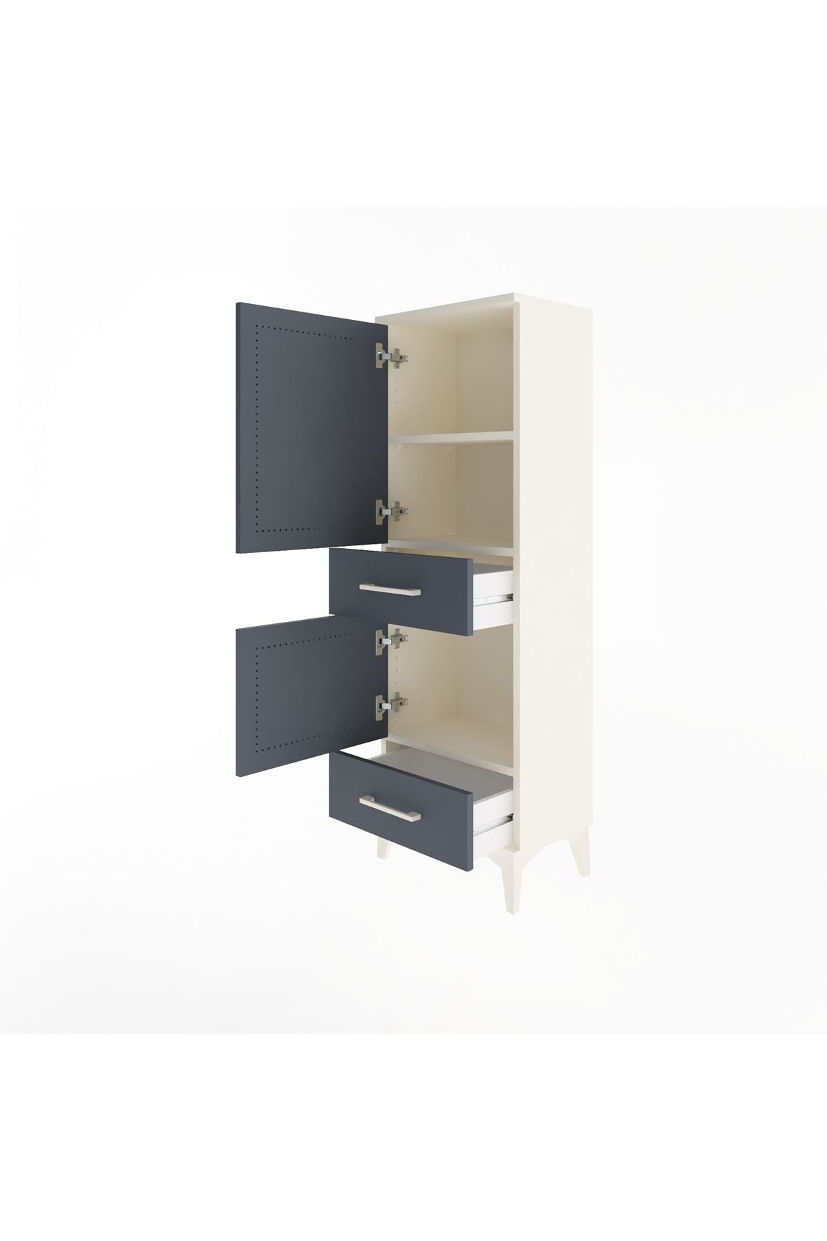 Arges Dolap 3 Raflı 2 Çekmeceli 2 Kapaklı 44x30x134 - S16M032V2A