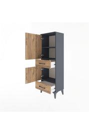 Arges Dolap 3 Raflı 2 Çekmeceli 2 Kapaklı 44x30x134 - S16M032V6A