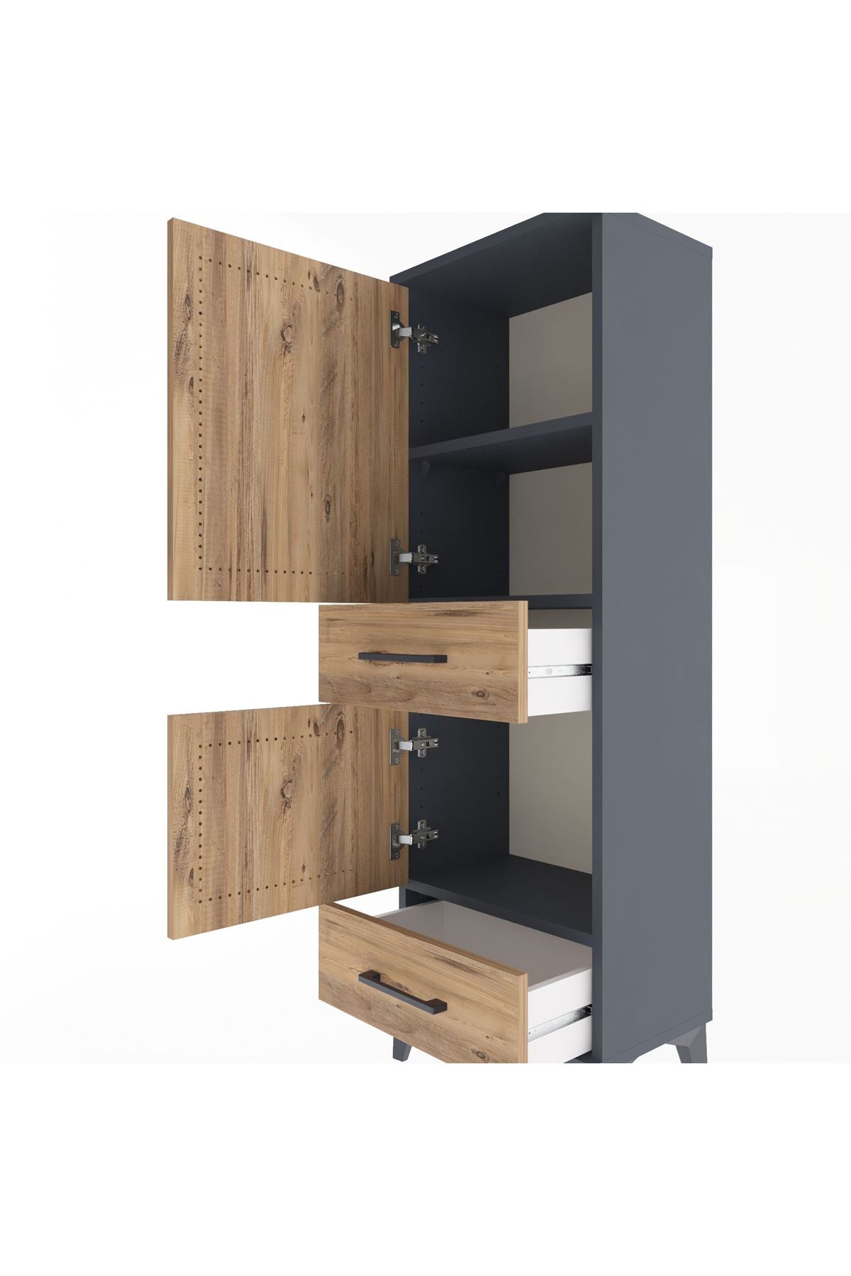 Arges Dolap 3 Raflı 2 Çekmeceli 2 Kapaklı 44x30x134 - S16M032V6A