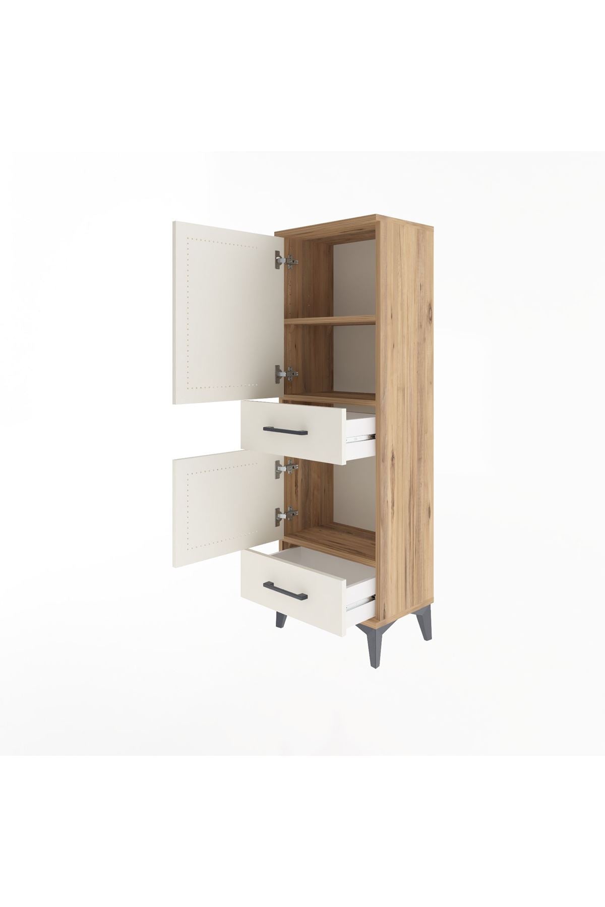 Arges Dolap 3 Raflı 2 Çekmeceli 2 Kapaklı 44x30x134 - S16M032V7A