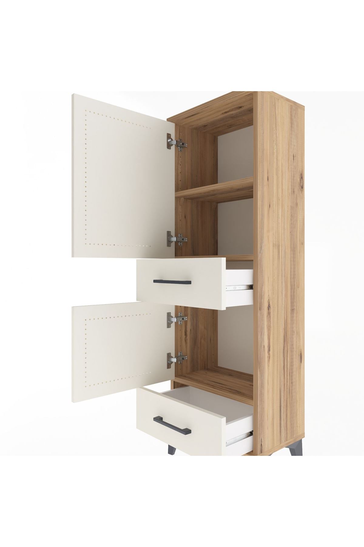 Arges Dolap 3 Raflı 2 Çekmeceli 2 Kapaklı 44x30x134 - S16M032V7A
