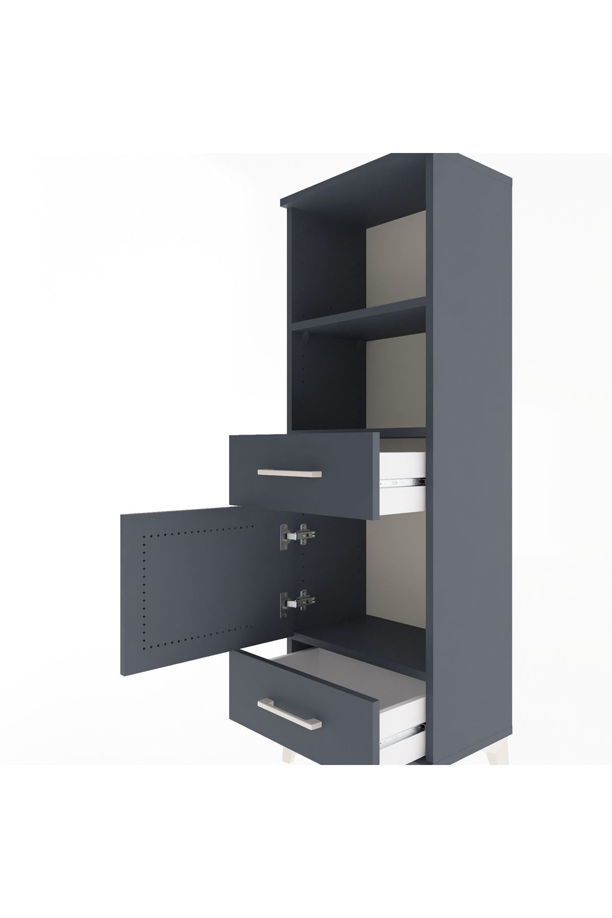 Arges Dolap 3 Raflı 2 Çekmeceli Tek Kapaklı 44x30x134 - S16M033V5A