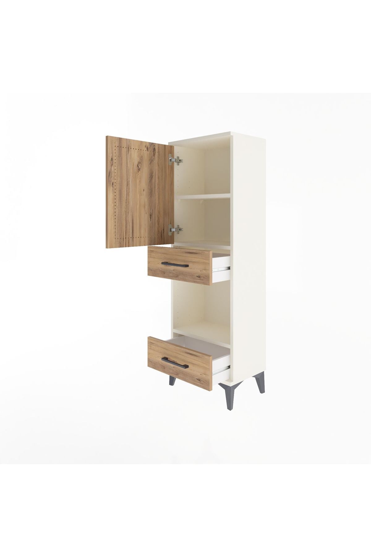 Arges Dolap 3 Raflı 2 Çekmeceli Tek Kapaklı 44x30x134 - S16M034V3A
